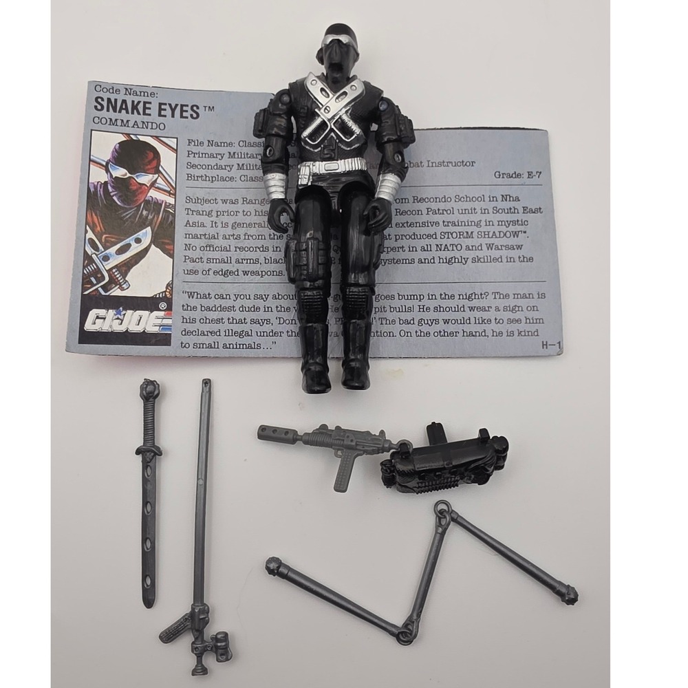 G.I. Joe Snake Eyes Figure 3.75in Black Fair 1989 Version 3 Commando